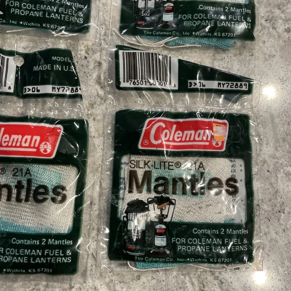 Vintage NOS Coleman Silk-Lite Mantles 21A - 4 Packages / 8 Mantles Total